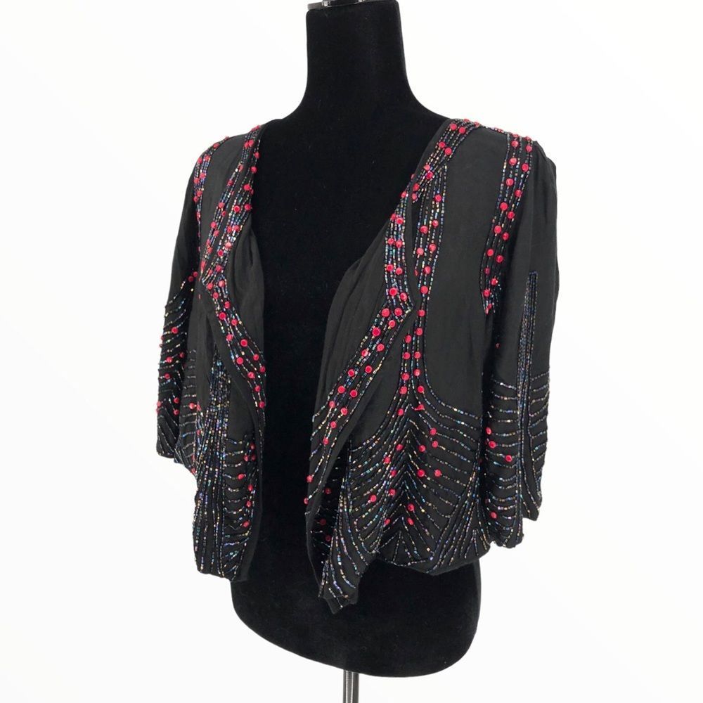 90’s Vintage Beaded Cropped Dinner Jacket Elbow Sleeves